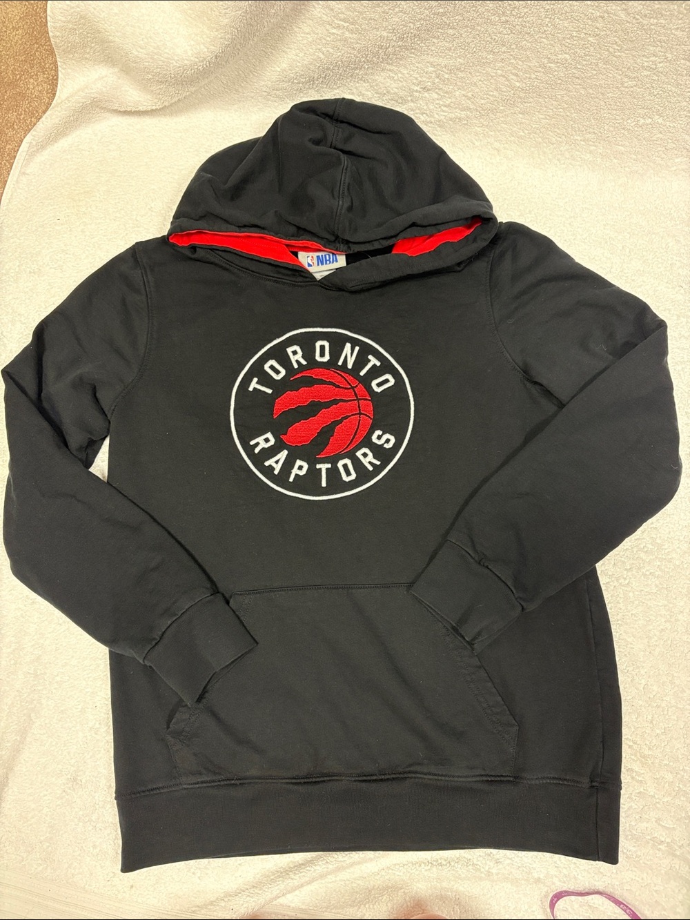 NBA Black Hoodie with Red Toronto Raptors Emblem size large